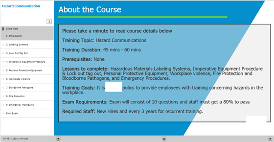 e-learning : Hazard Communication